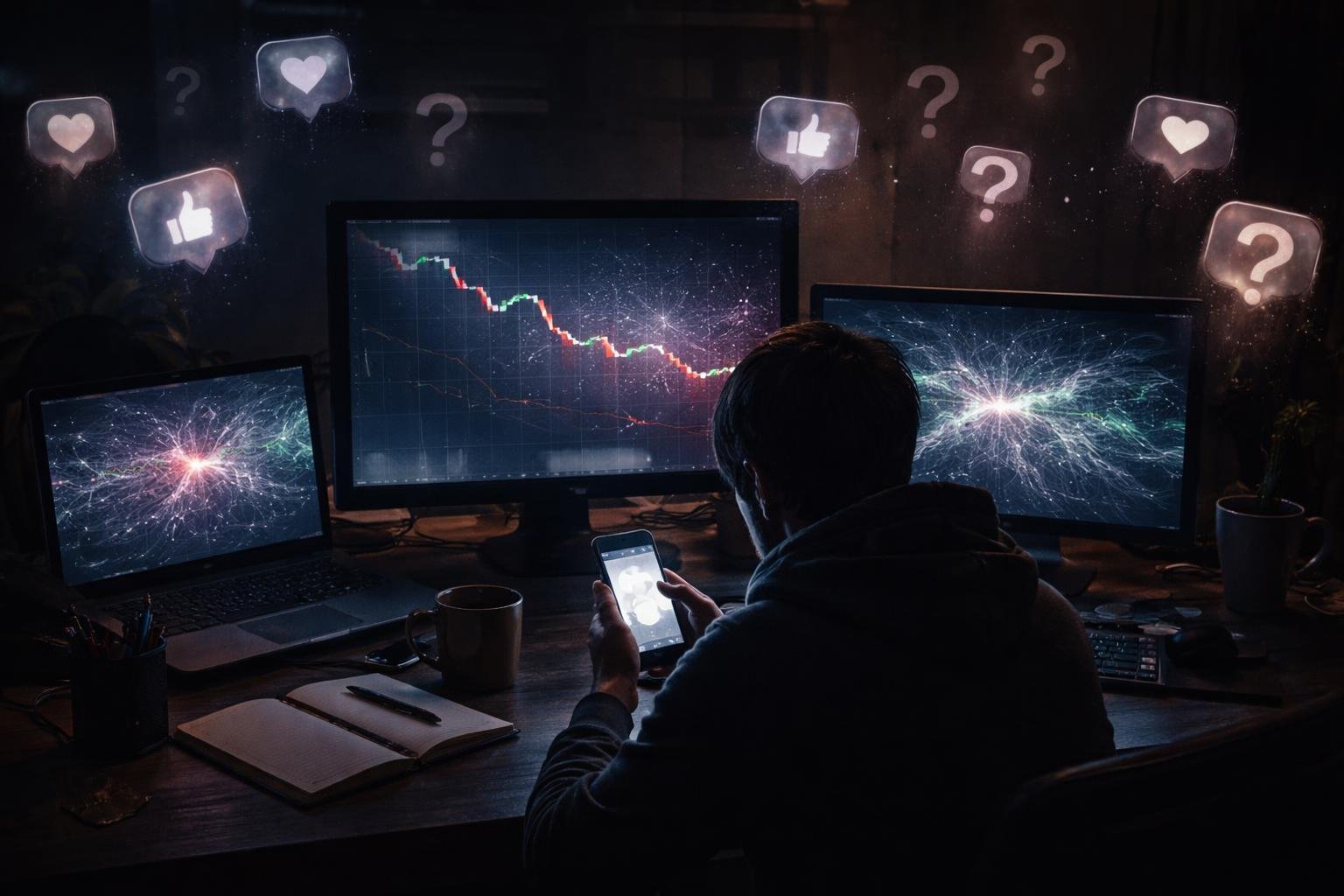 Közösségi média algoritmusok hatásának vizuális ábrázolása a tartalmak elérésére és reagálására