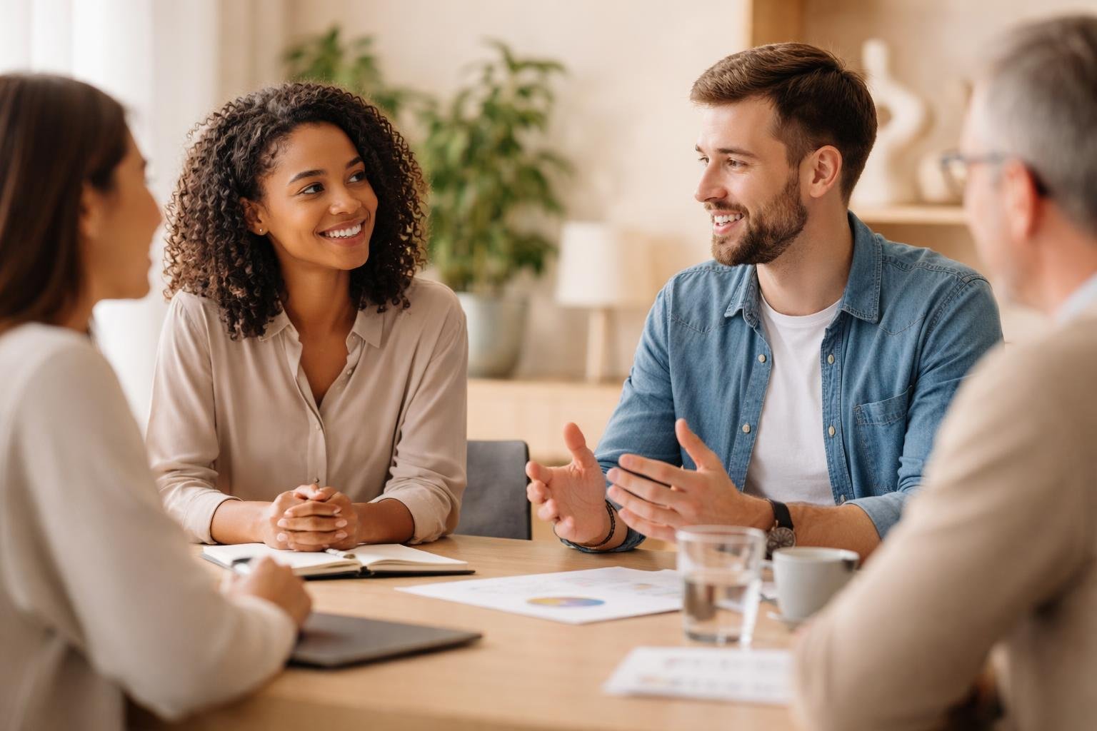 Emberközpontú munkahelyi kapcsolatok, empátia, együttműködés és kommunikáció a modern szakmában.