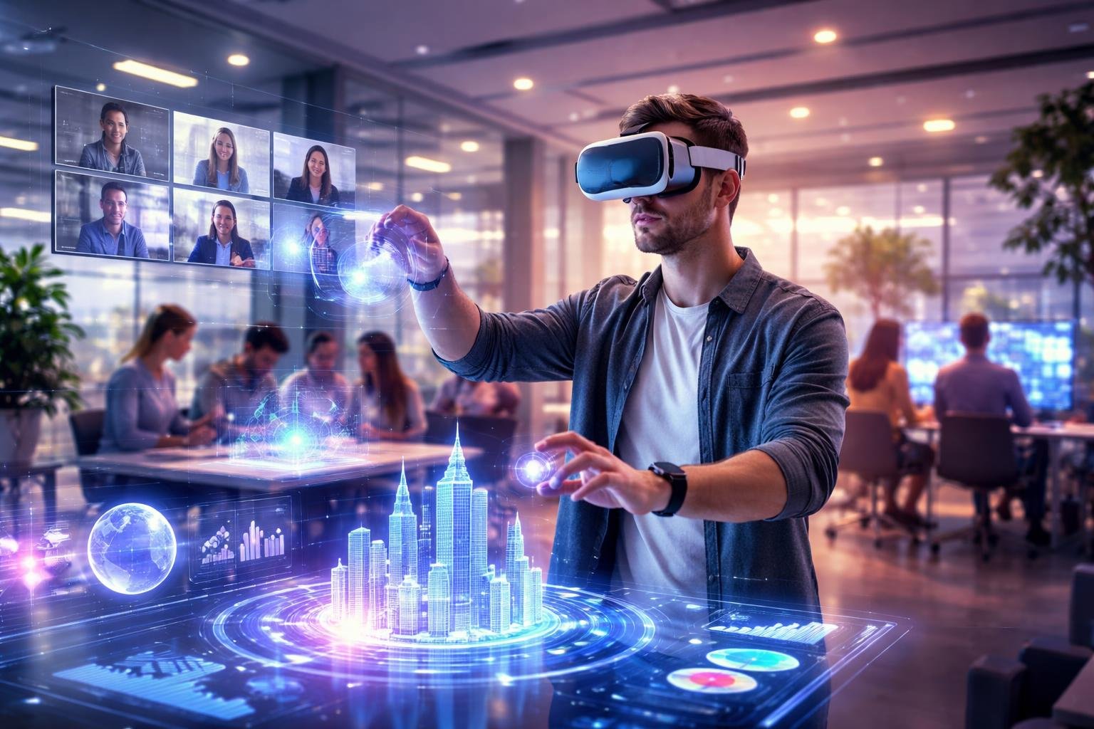 VR és AR munkahelyi használata, virtuális iroda és távoli csapatmunka
